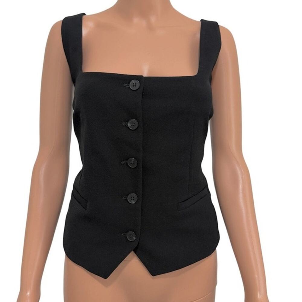 Express large square neck button front fitted vest suit top TS 3545